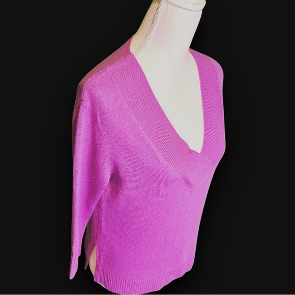 Anthropologie Purple Limited Edition Cashmere Collection Cassini V-Neck Sweater - Picture 15 of 16